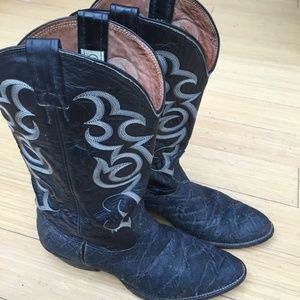 Men’s Nocona Black Elephant Hide Cowboy Boots Size 9D